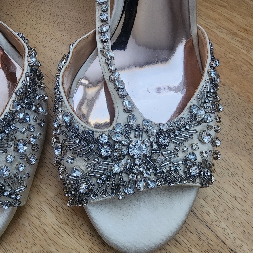 Badgley Mischka Sarah Embellished Wedge Evening Shoe Womens Sz 9 - Picture 9 of 10